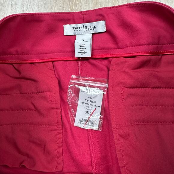 NWT WHBM Rouge Red Smooth Stretch Slim Ankle Trouser Workwear Office Pants 14 - Picture 9 of 16